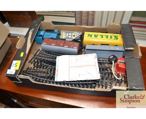 A box containing various model railway