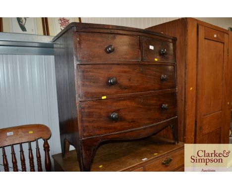 A 19th Century bow front chest, fitted two short over two long drawers - 91 W x 88 H x 42 