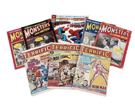 DC and Marvel Present Superman Vs. The Amazing Spider-Man (1976); Terrific No’s. 1, 2 and 9; and Monsters Magazine No’s. 2, 3