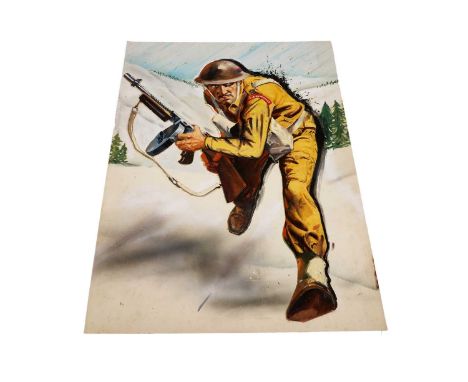 Original painted artwork for the front cover of Fleetway’s Valiant Picture Library No. 73 (June 1966) ‘To The Last Man’, also