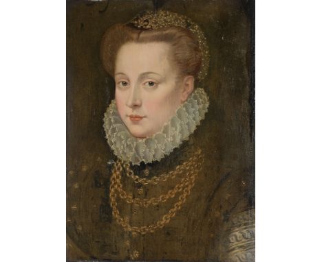 Circle of François Clouet (1522-1572) - Portrait of a lady, traditionally identified as Mary Queen of Scots (1542-1587)  Port