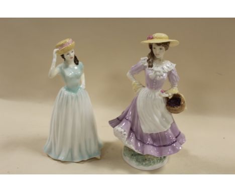 LIMITED EDITION ROYAL WORCESTER FIGURINE 'AUTUMN' TOGETHER WITH ROYAL DOULTON FIGURINE HAPPY BIRTHDAY (2)