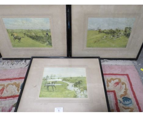 THREE VINTAGE HUNTING SCENE PRINTS 
