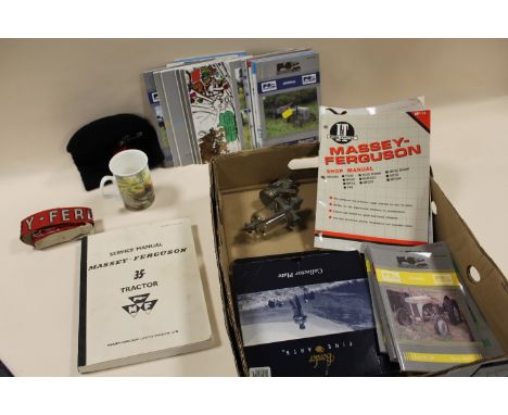 A TRAY CONTAINING MASSEY/FERGUSON  TRACTOR MEMORABILIA