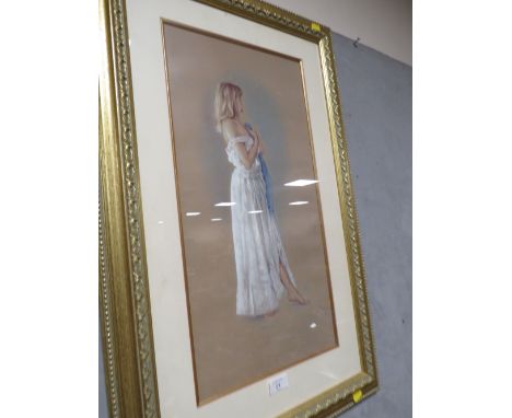 A GILT FRAMED AND GLAZED PRINT OF A LADY ENTITLED SUZETTE 
