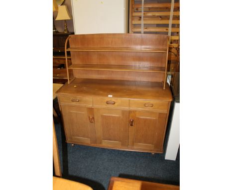 A PRIORY LIGHT SIDEBOARD WITH PLATE RACK