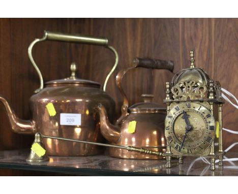 TWO VINTAGE COPPER KETTLES ETC 