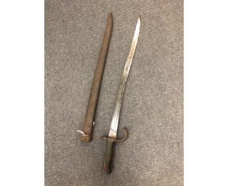 A French 1866 Chassepot bayonet in scabbard