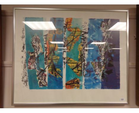 A mid century continental colour print, limited edition 9/250, indistinctly signed, framed.