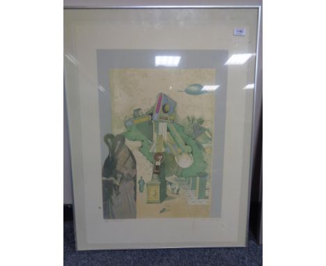A mid century colour print signed in pencil and numbered.