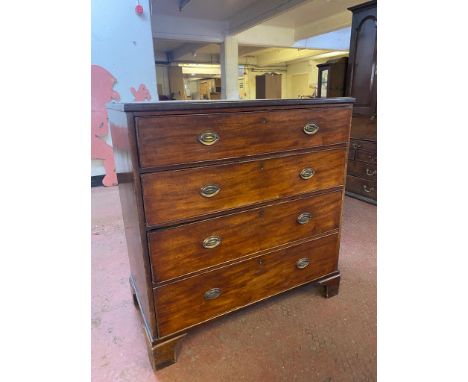 A George III mahogany four drawer chest on bracket feet  CONDITION REPORT: dimensions 116 cm height, 112 cm width, 60 depth 