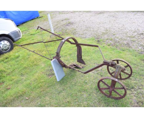 Vintage iron horse drawn plough or cultivator (a/f)
