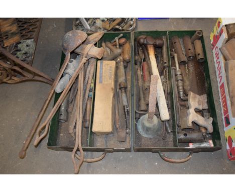 Two metal boxes with various tools