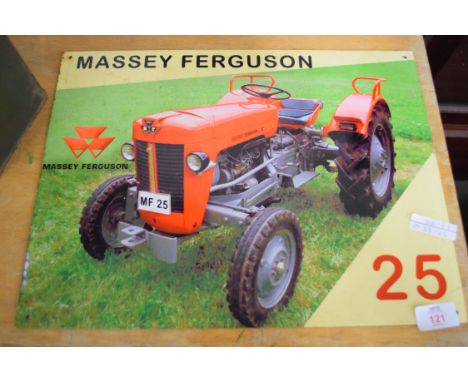 Photographic metal sign depicting a Massey Ferguson MF25 tractor, approx 41 x 30cm