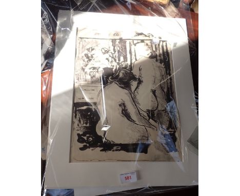 A FRENCH LITHOGRAPH OF TWO FEMALE NUDES