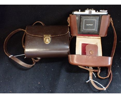 ZEISS ICON NETTAR CAMERA in original Zeiss Icon leather case; and a Carl Zeiss leather /binocular case (2