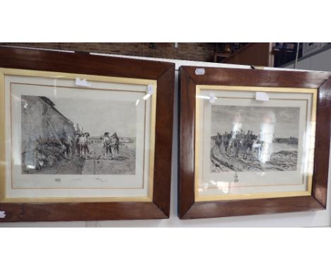 AFTER ERNEST MEISSONIER (1815-1891) Two Napoleonic War prints, one with the Emperor on horseback, each 24cm x 30cm; 'The Batt