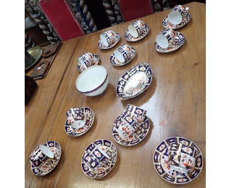 A QUANTITY OF ROYAL CROWN DERBY 'IMARI' TEAWARE, and an earlier Derby slops basin 
