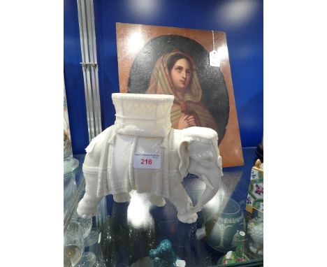 A VICTORIAN WORCESTER BLANC DE CHINE STUDY OF AN ELEPHANT
