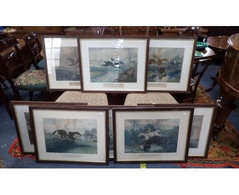 A SERIES OF 19TH CENTURY RACING PRINTS 'CHANCES OF THE STEEPLECHASE' published by Lewis &amp; Johnson, Cheapside in oak frame