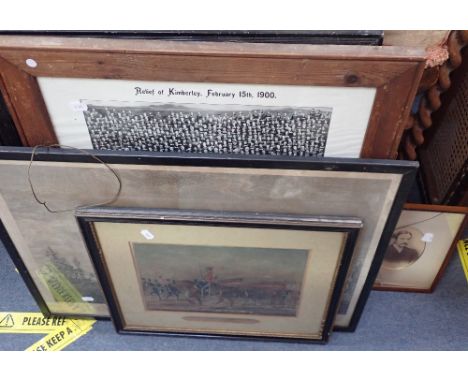 A COLLECTION OF PRINTS OF MILITARY INTEREST including a photomontage of the Officers of the Relief of Kimberley 1900