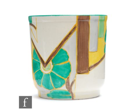 Clarice Cliff - Moonflower - A Heather shape Fern pot circa 1933, hand painted with an abstract flower and panel design betwe