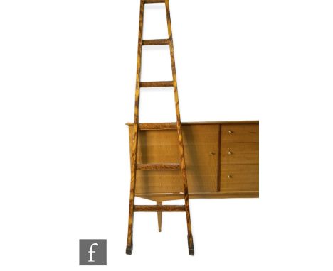 Unknown - An Art Deco scumbled library ladder, the tapered six-rung ladder with indented fitting to the top, and ridged foot 