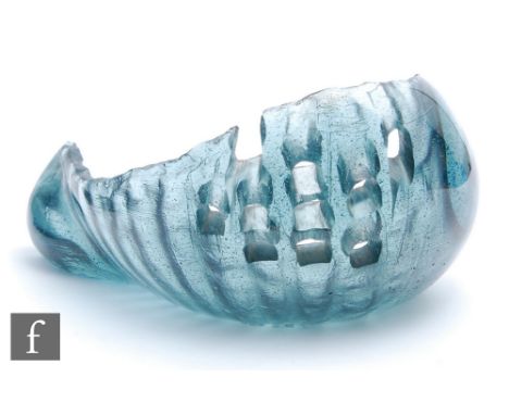 Helen Slater Stokes - A large kiln cast glass sculptural form titled Coquille, the crescent shape form with high polished ext