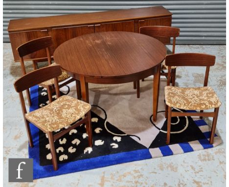 Stonehill Furniture - A six piece dining suite, comprising part rosewood veneered sideboard, fitted with a central double doo