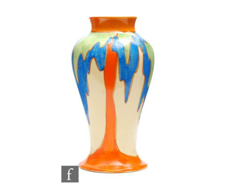 Clarice Cliff - Fantasy Tree - A shape 14 Mei Ping vase circa 1929, hand painted with a stylised tree in blue and green with 