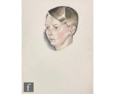 Albert Wainwright (1898-1943) - A portrait of Eric Spence as a boy, bust length, watercolour, signed, titled verso 'Sitter, E