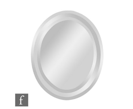 Unknown - An Art Deco wall mirror of oval form, the stepped panel with a bevelled edge, height 77cm, width 62cm. 