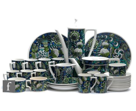 Susan Williams-Ellis - Portmeirion - A ceramic coffee and tea set in the Magic Garden pattern, comprising coffee pot, teapot,