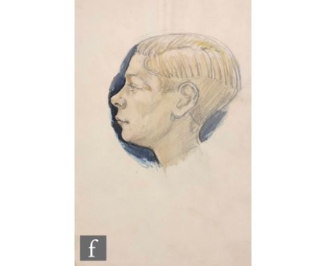 Albert Wainwright (1898-1943) - A portrait of Fred Johnson as a boy, bust length in profile, watercolour, signed, titled vers