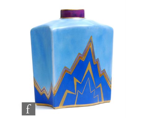 Carlton Ware - A 1930s Art Deco Handcraft tea canister / caddy decorated in the 7729 Zig Zag pattern, printed script mark, la