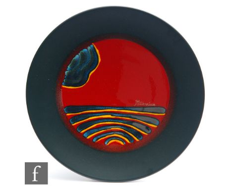 Alan Clarke - Poole Pottery - A large charger&nbsp;titled 'Millennium',&nbsp;decorated by Nicky Massarella, complete with cer