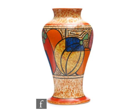 Clarice Cliff - Melon Cafe au Lait - A shape 14 Mei Ping circa 1930, hand painted with a deep band of abstract fruit between 