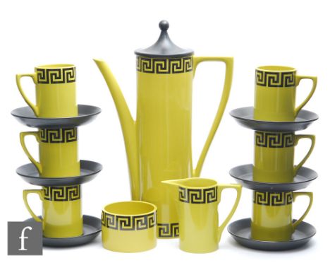 Susan Williams-Ellis - Portmeirion - A ceramic coffee set in the Greek Key pattern, comprising coffee pot, milk jug, sugar bo