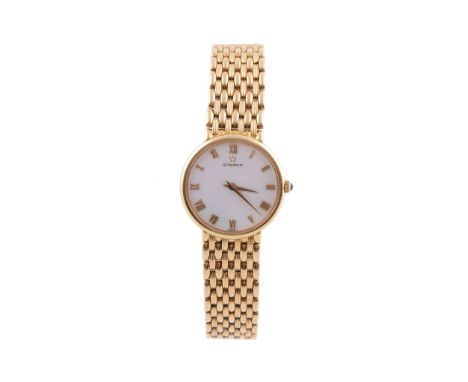  Eterna, ref. 140 6857 685, a lady s 18 carat gold bracelet wristwatch,   circa 1980, 8 jewels, cal. ETA 210.001, white dial,