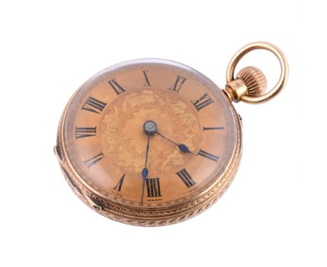  A. Lindrea, an 18 carat gold open face pocket watch,   no. 4412, hallmarked London 1883, full plate lever movement, recessed