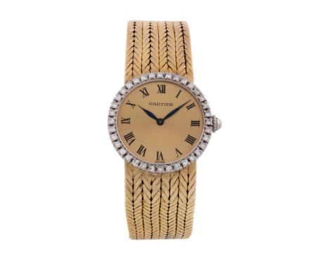  Cartier, ref. 37236, a lady's 18 carat gold and diamond bracelet wristwatch,   no. 926E3, circa 1960, manual wind movement, 