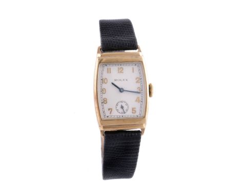  Rolex, ref. 2387, a 9 carat gold tonneau shaped wristwatch,   no. 33171, import mark for Glasgow 1937, manual wind movement,