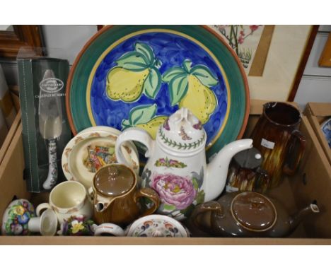 A Portmeirion 'Botanic Gardens' coffee pot and pastry server, a Royal Doulton 'bunnikins' dish and mug, a Royal Worcester sto