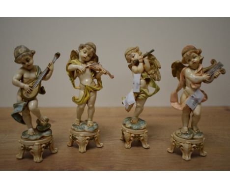 Four vintage Fontinini Depose cherub musicians'