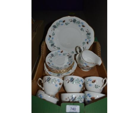 Twenty one pieces of Colclough bone china tea wares, comprising six cups, six saucers, six side plates, sugar, cream and brea