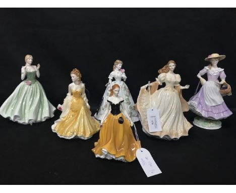 ROYAL WORCESTER 'QUEEN OF HEARTS' FIGURE along with five other Royal Worcester figures (6)