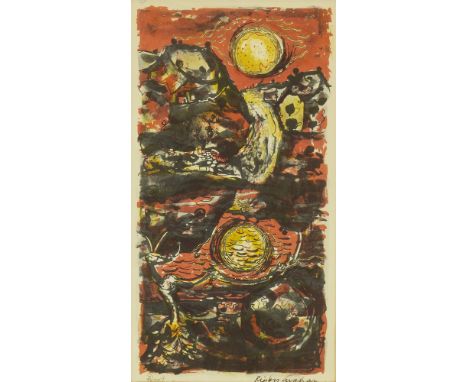 * RIGBY GRAHAM (BRITISH b 1931), UNTITLED lithograph, signed 26cm x 13cm Mounted, framed and under glass