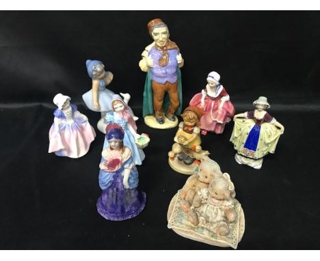 ROYAL DOULTON FIGURE OF DINKY DOO, along with two other Royal Doulton figures, a Goebel figure and others (9)