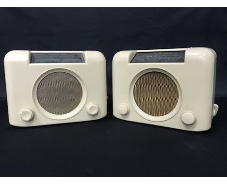 TWO VINTAGE WHITE BAKELITE RADIOS