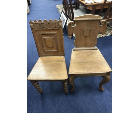 FOUR LIGHT OAK COAT OF ARMS CHAIRS